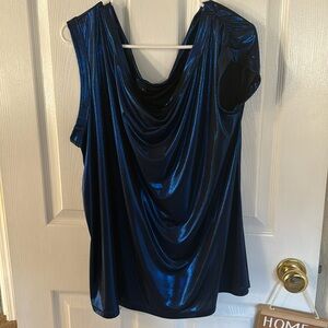 Liquid shine off the shoulder top